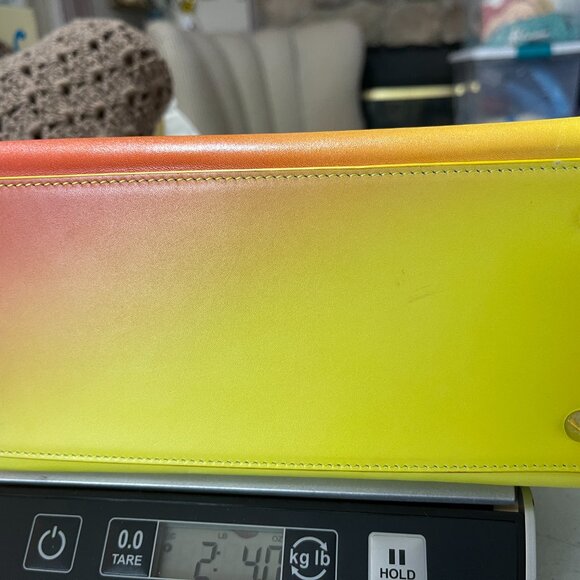 2014 CHRISTIAN DIOR BOX CALFSKIN GRADIENT MEDIUM LADY DIOR YELLOW ORANGE W/STRAP - Picture 5 of 15